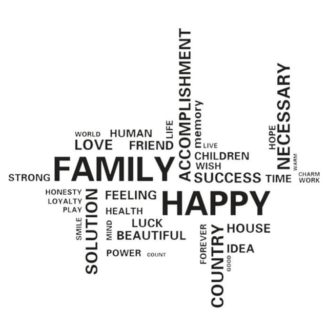 Pegatinas De Pared Etiqueta De La Pared "Familia Feliz" Etiqueta De La Pared Dormitorio Sala De Estar Letras En Inglés Etiqueta De Fondo Decoración