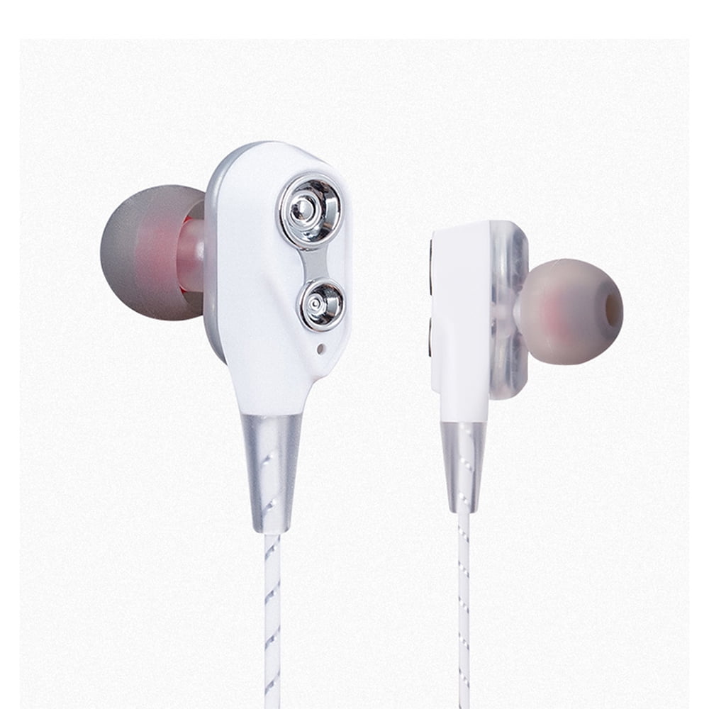Yeacher Dual Moving Coils In-Ear Earphones with Microphone Noise-Cancelling Wired Earbuds with Control 1.2m Cable 3.5mm Connector