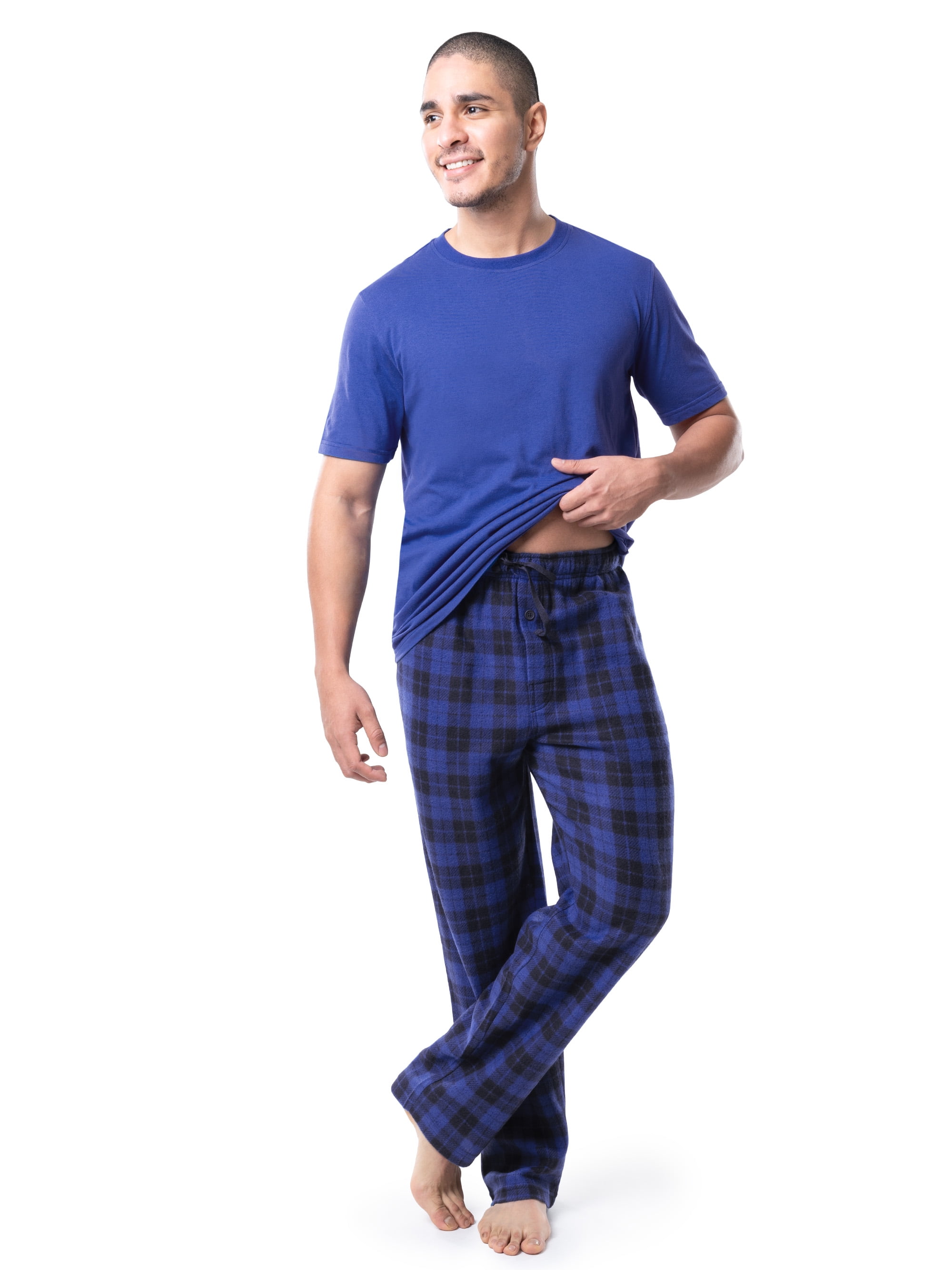 Fruit of the Loom Men's Crewneck Tee and Fleece Pajama Pants Set, 2-Piece, Sizes S-5XL