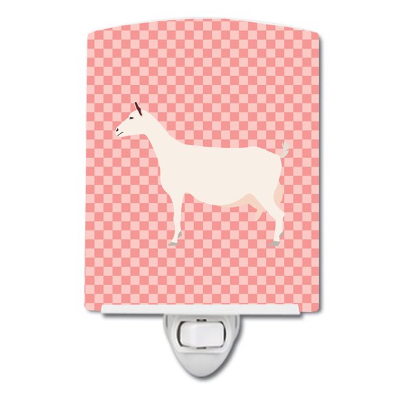 Saanen Goat Pink Check Ceramic Night Light