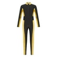 thumbnail image 4 of YONGHS Kids Girls Unitard Long Sleeve Zipper Metallic Skating Dance Jumpsuit Full Body Bodysuit Gold 6, 4 of 8