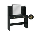 thumbnail image 3 of Boahaus Cixi Modern Makeup Vanity with 2 Drawers Golden Knobs, 6 Storage Shelves, and Wide Mirror, Black Vanity Desk for Bedroom, 3 of 5