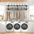 thumbnail image 6 of Homieasy 47.2'' Wall Mounted Industrial Pipe Clothes Rack with Top Shelf, 2 Tiers Space Saving Clothing Rack with Hanging Rod for Closet, Bedroom, Laundry, Black, 6 of 7