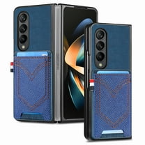 Dteck for Samsung Galaxy Z Fold4 Case with Card Holder, Lightweight Slim Fit PU Leather Protective Cover Case for Samsung Galaxy Z Fold 4 5G,Blue