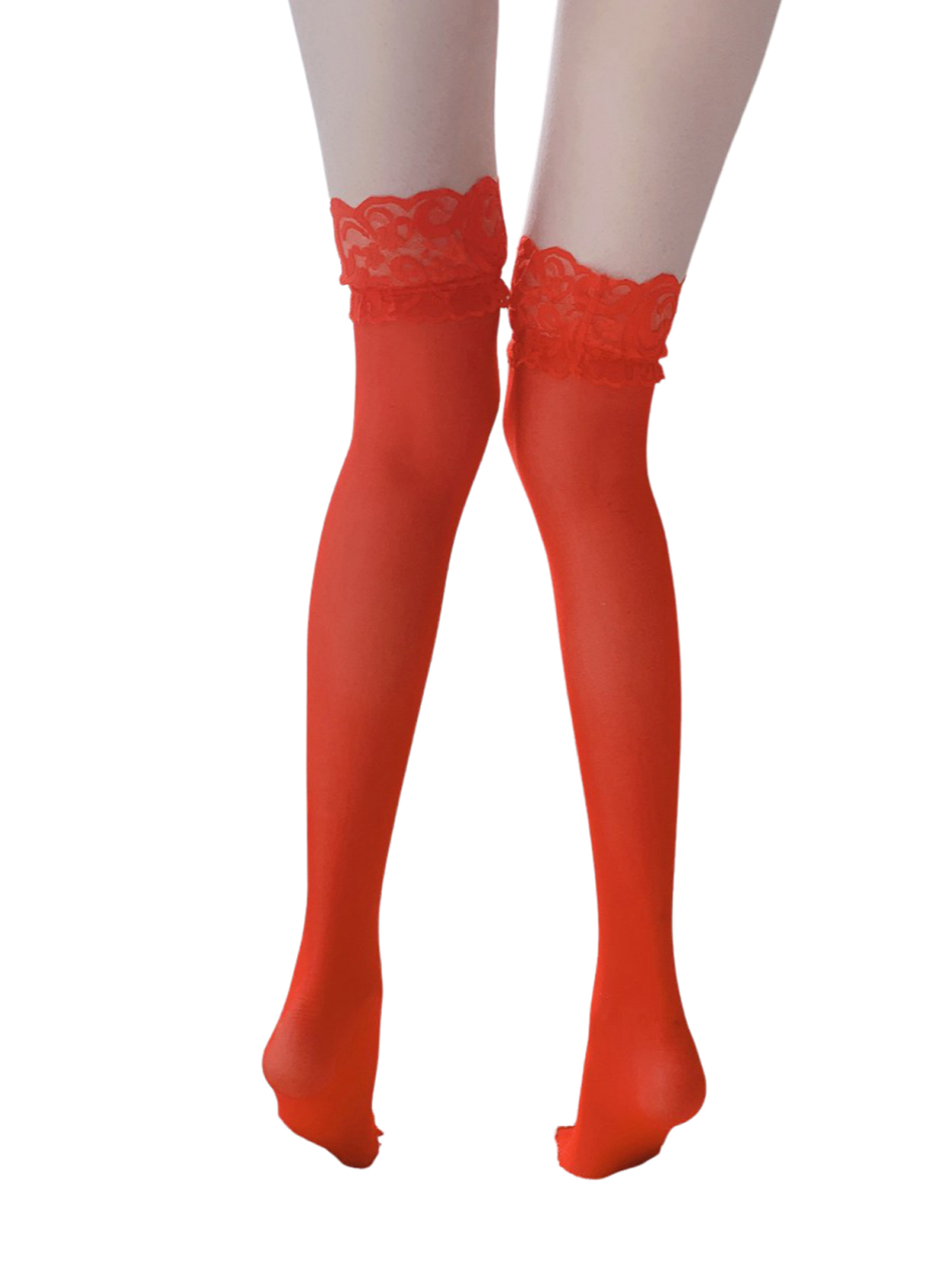 TFFR Female Stocking, Adults Solid Color Lace Thigh High Sock Silk