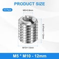 thumbnail image 3 of Uxcell 10-Pcs Adaptadores de Rosca Tuerca Reductora M10x1.5 Macho a M5x0.8 Hembra 12mm, 3 of 7