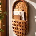 thumbnail image 7 of Indoor Wooden Hanging Basket, Wall Decoration Storage Basket, Hand Woven Solid Wood Chips Flower Arrangement Wall Decor With Hanging Rope For Kitchen Entryway Bathroom, 7 of 7