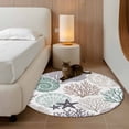 thumbnail image 2 of Round Rug 3.3Ft Washable Non-Slip, Coastal Coral Circle Area Rugs for Living Room Bedroom, Nautical Ocean Beach Conch Shells Starfish Indoor Floor Mats Carpet Runner for Home Decor Aesthetic, 2 of 8