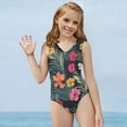 thumbnail image 5 of FOR U DESIGNS Hibiscus Flowers V Neck Bathing Suit for Kids Teens Girls Breathable Polyester Gymnastics Leotards Comfy One Piece Swimwear Size 7-8, 5 of 8