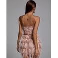 thumbnail image 3 of Vestido BELLA BARNETT con flecos y plumas, lentejuelas, corte bajo, rosa, 3 of 5