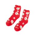 thumbnail image 2 of Women's Christmas Fuzzy Socks with Snowman and Snowflake Pattern, Cozy Feather Yarn Crew Socks, Red Holiday Sleep Socks for Christmas Stocking Stuffers, Gag Gifts and Fun Holiday Gifts, 2 of 5