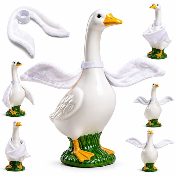 Poseable Goose Wings for Porch Lawn Goose Outfit Accessories, Flexible White Geese Arms for 23-28 Inch Outdoor Patio Yard Lawn Art Decoration, Adjustable Wings for Garden Statue Porch Decor