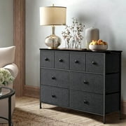 8 Drawer Modern Dresser for Bedroom (Black Gray )