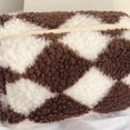 thumbnail image 1 of Bolsa de cosméticos a cuadros a la moda, de almacenamiento de maquillaje para artículos de tocador de felpa para mujer (caqui), 1 of 8