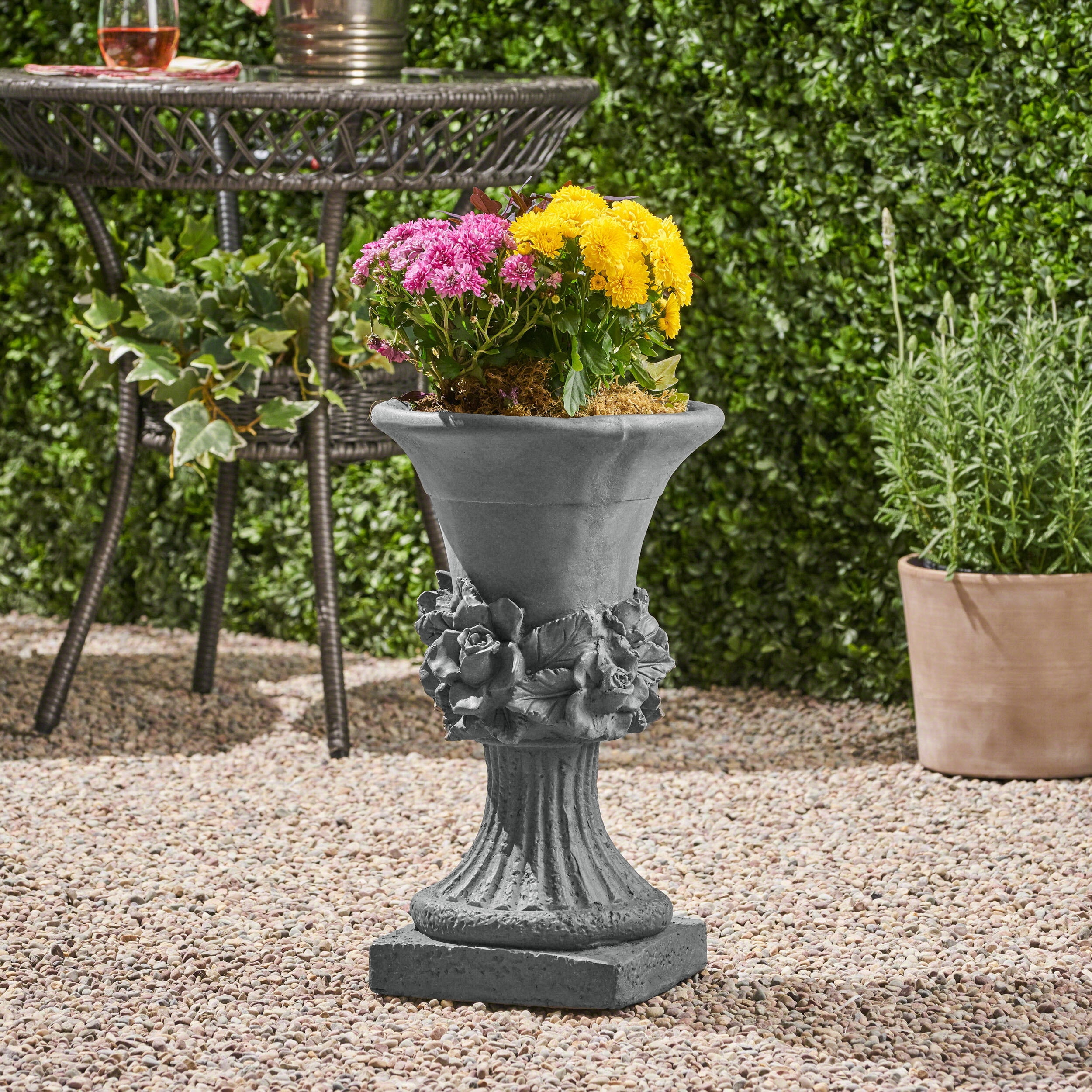 Michaelia Outdoor Flower Plant Urn Planter, Roman Botanical Style