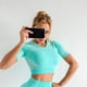 thumbnail image 4 of Mujeres Fitness Crop Top Secado rápido Yoga Gimnasio Deportes Tops Hollow, 4 of 8