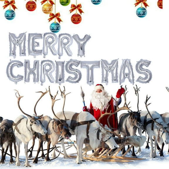 Worgeous Merry Christmas Balloon Letter Alphabet Aluminum Foil Balloons Party Decorative Balloons Supplies Photo Prop for Christmas Party Ornament (Silver)
