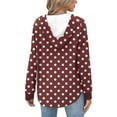 thumbnail image 5 of V Neck Hoodies for Women Pullover Casual Polka Dots Tunic Tops Loose Long Sleeve Sweatshirts Tees, 5 of 6