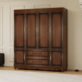 thumbnail image 2 of VivaVista Large Solid Wood Armoire Wardrobe Closet With Drawers, Bedroom Armoire Wardrobe Closet With Doors, Wardrobe Closet For Hanging Clothes, Elegant Wardrobe Cabinet for Clothing Storage, 2 of 10