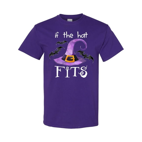 Inktastic If the Hat Fits Halloween Witch Hat and Bats T-Shirt