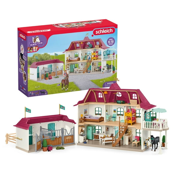 Schleich Horse Club - 192PC Lakeside Country House and Stable Playset with Horses, Rider Figures and Accessories - Horse Toys for Kids 5  - 42551