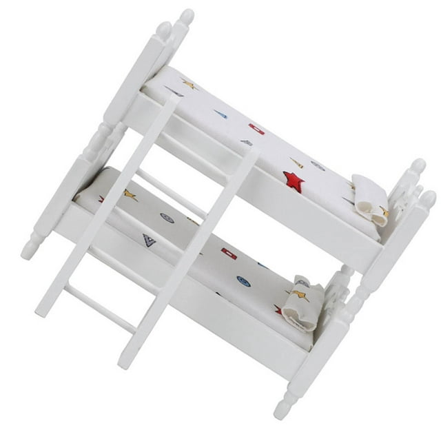 Casa De Muñecas 1:12, Mini Casa De Muñecas, Cama En Miniatura, Litera De Madera Simulada, Muebles, Modelo, Accesorio De Juguete