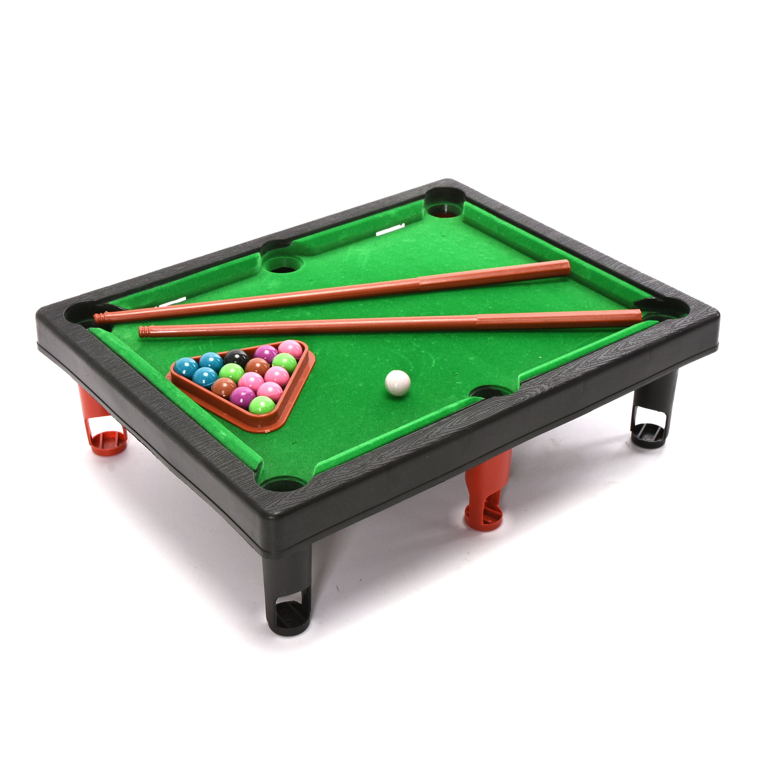 Hey Play Mini Tabletop Pool Set- Billiards Game Includes Game Balls Chalk Sticks Brush and Triangle-Portable and Fun for The Whole Family 