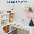 thumbnail image 6 of Twister.CK Kids Desk and Chair Set, Children Corner Study Table with Bookshelf, Cloth Drawers and Bulletin Board for Girls, White, 6 of 7