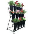 thumbnail image 2 of 3 Tier Metal Flower Display Stand Frame with 12pcs Buckets, Flower Plant Cart Display Stand with Wheels Heavy Duty Moving Flower Rack for Patio Garden Indoor Outdoor Florist Iron Shelf, 2 of 8