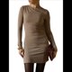 thumbnail image 1 of Vestido Corto Ajustado Básico de Punto de Larga para Mujer, de Otoño, para Fiesta, Cóctel o Noche Caqui L, 1 of 8