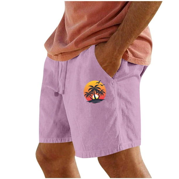 Pantalones Cortos para Hombre Cintura Elástica con Bolsillos Color Sólido Casual Cordón Suelto Pantalones Cortos de Ejercicio