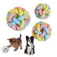 thumbnail image 2 of Pelota masticable para perros, colorida, entrelazada, con cascabel, de goma, interactiva, juguete masticable para mascotas para aliviar el aburrimiento y limpiar los dientes de perros y gatos., 2 of 8