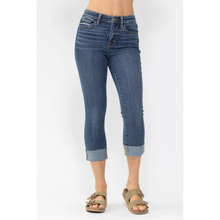 

Judy Blue Mid Rise Cuffed Skinny Capri Denim 72105