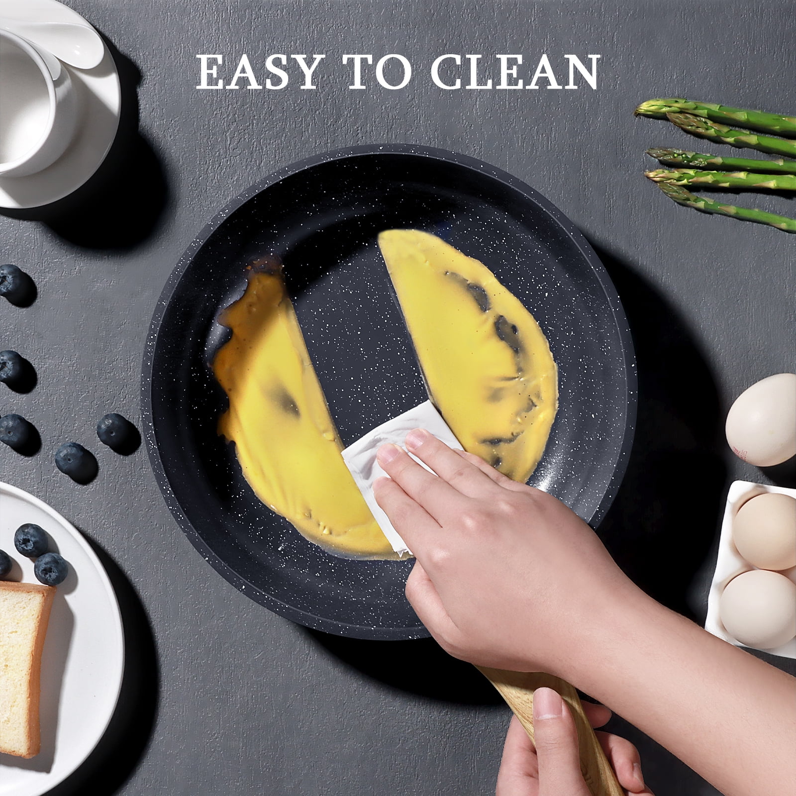GIPP 3 Pcs Non Stick Frying Pan Set, 9.5”, 10”, 11” Ceramic Cookware with Induction Compatible,Dishwasher Safe,Kitchen Cooking Skillet Pans Set