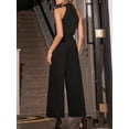 thumbnail image 6 of Cupshe Woman's Black Crossover Halterneck Jumpsuit, Size S-XL, 6 of 6