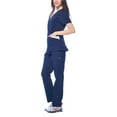 thumbnail image 3 of Dagacci Medical Uniform Women's Colorblock V-Neck Natural Stretch Scrubs Set (Navy,XXXL), 3 of 5