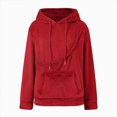 thumbnail image 4 of NOLDARES Womens Dog Pouch Hoodie with Kangaroo Pocket Oversized Pet Carrier Sweatshirts Animal Holder Long Sleeve Pullover,Red,L, 4 of 5