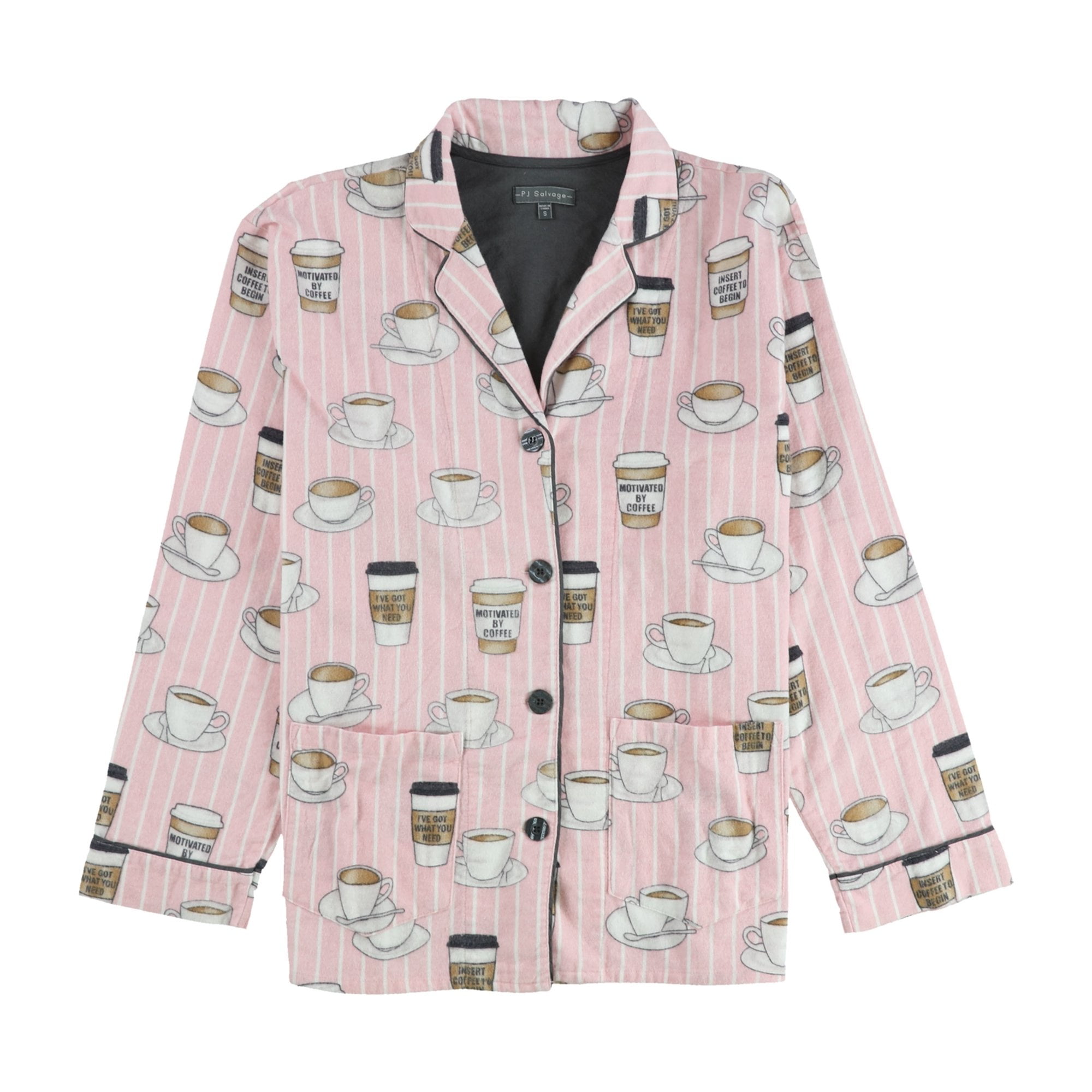 P.J. Salvage Women's Tropical Print Button-Down Pajama Shirt - 55% Cotton, 45% Modal, Three-Quarter Sleeve