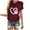 Wine, variant on WREESH Womens Fashion T-Shirts Valentine's Day Causal Round Neck Heart Printing Blouse Short Sleeve T-Shirt Summer Tops Pullover Red