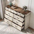 thumbnail image 3 of LINSY HOME Dresser for Bedroom, Long Dresser with 9 Drawers and Antique Handles, Chest of Drawers for Living Room, Entryway and Hallway, Oak White, 3 of 9