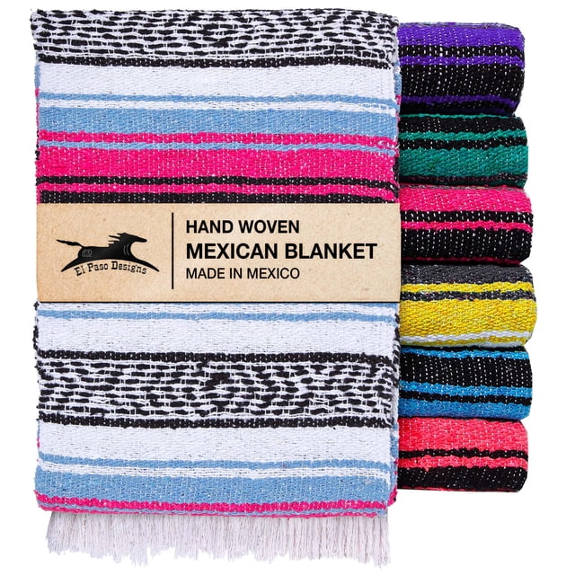 Manta de yoga El Paso Designs Mexican Falsa Serape rosa/azul