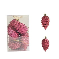 8 pc Christmas Ball Bauble Ornament Glittering Pine Cone Christmas Indoor Outdoor Hanging Decoration Holiday Party Wedding Halloween Thanksgiving Valentine's Day Decor