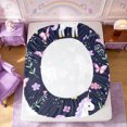 thumbnail image 4 of Manfei Cartoon Unicorn Fitted Sheet Full 3 Pieces,Cute Floral Butterfly Bed Set,1 Fitted Sheet and 2 Pillowcases, 4 of 6