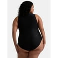 thumbnail image 2 of Reebok Women's Swim High Neck Zip Up One Piece Swimsuit UPF 50+, Sizes XS-XXL, 2 of 4