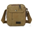 thumbnail image 2 of Canvas Messenger Bag with 8 Pockets Outdoor Shoulder Phone Bag for Men & Women, Khaki, 2 of 5