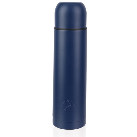 Ozark Trail 18oz Vacuum Insulated Stainless Steel Double Wall Thermal Water Bottle with Cup ,Navy Blue
