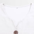 thumbnail image 6 of Women Casual Cotton Linen V Neck 3/4 Sleeve Button Decor Loose Fit Summer Blouse Top, 6 of 9