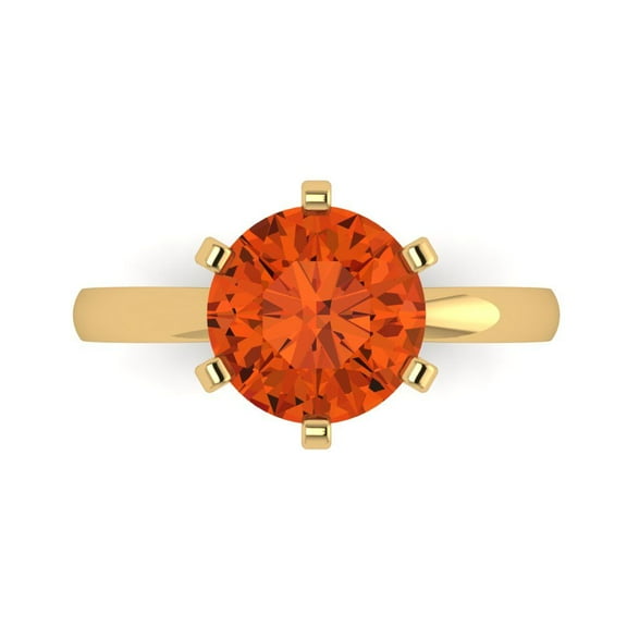 Clara Pucci 14K Yellow Gold 3ct Red Solitaire Ring for Women