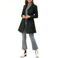 thumbnail image 3 of INSPIRE CHIC Women's Notched Lapel Long Sleeves Button Belted Long Denim Jacket XL Black, 3 of 9