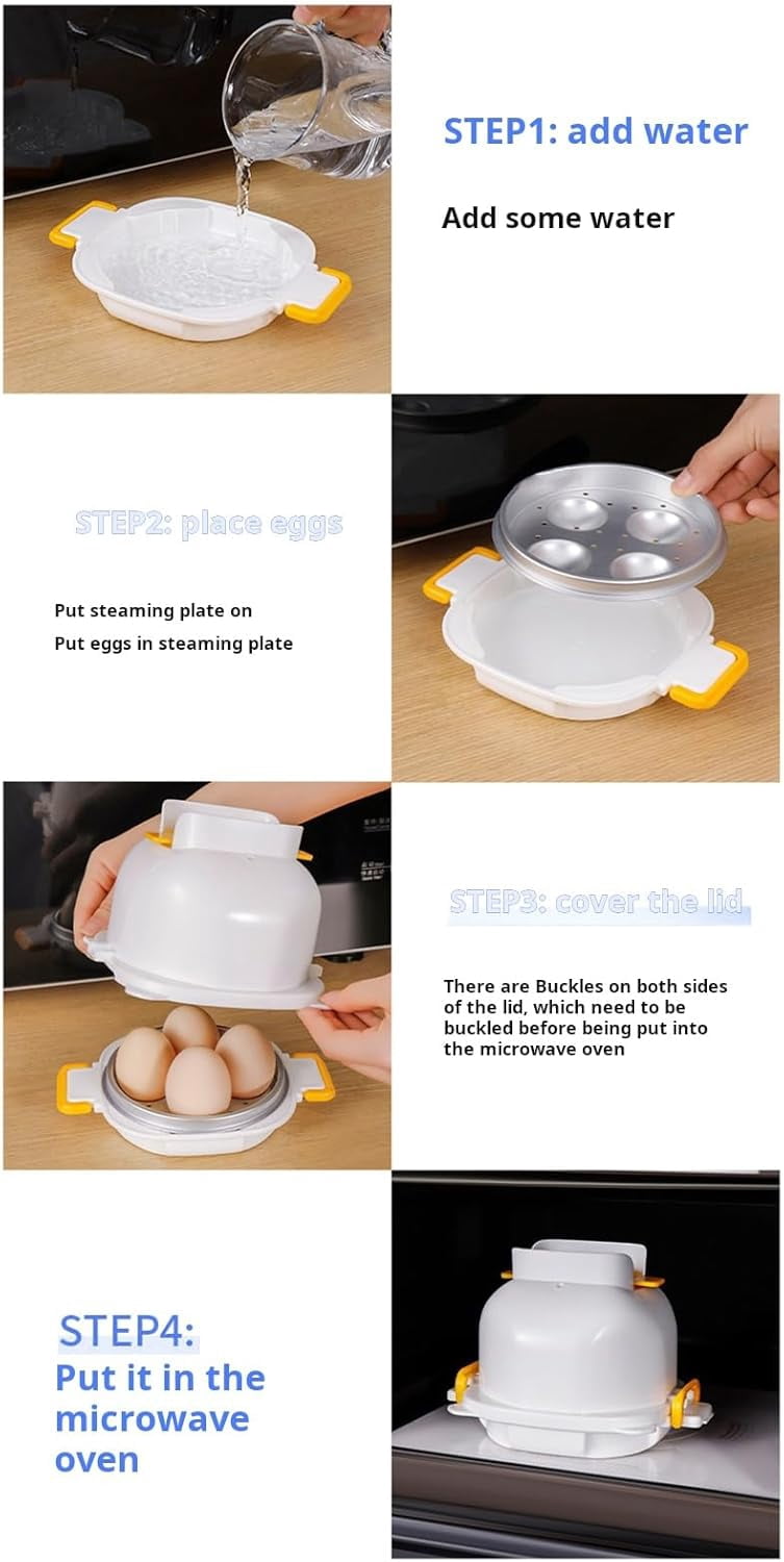 Microwave Egg Boiler Egg Steamer 4 Cavities Microwave Egg Cooker Quick Breakfast Maker Durable Compact Egg Boiler Machine